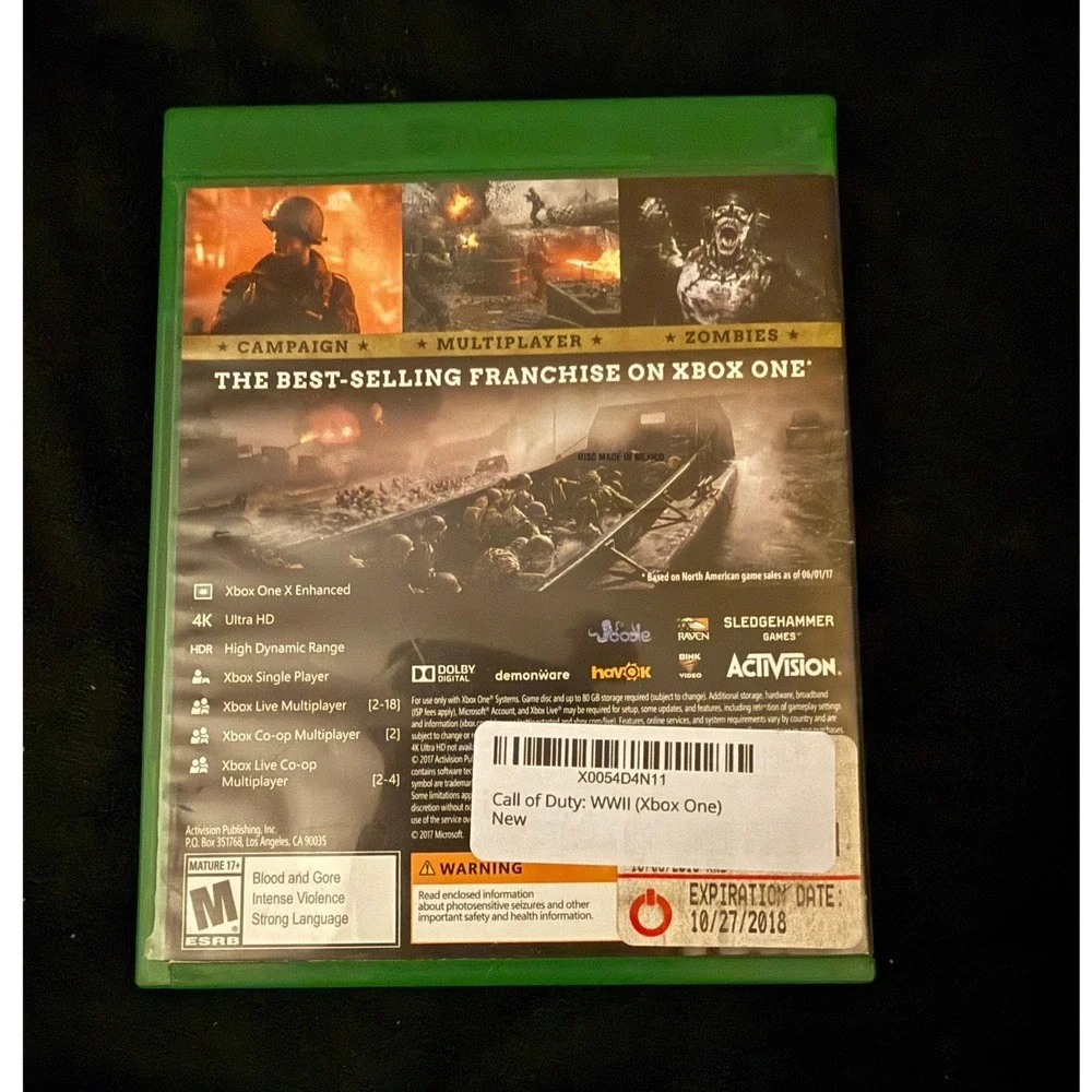 Activision Call of Duty WWII Xbox One Standard Edition Green Case FPS